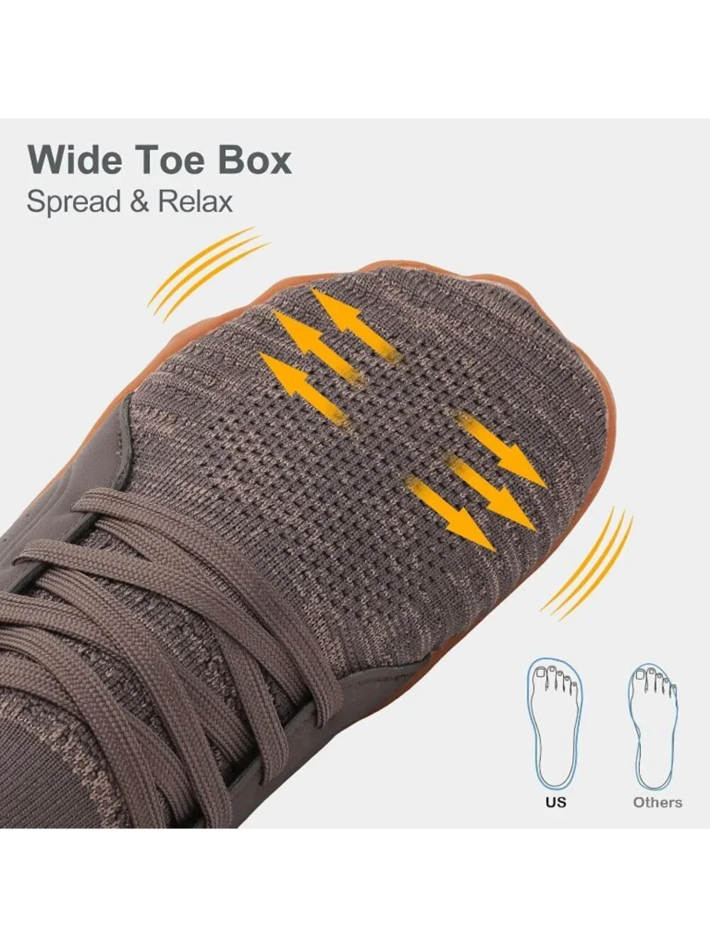 Men's Brown Barefoot Trail Running Shoes Minimalist Wide Toe Box Design Non-Slip